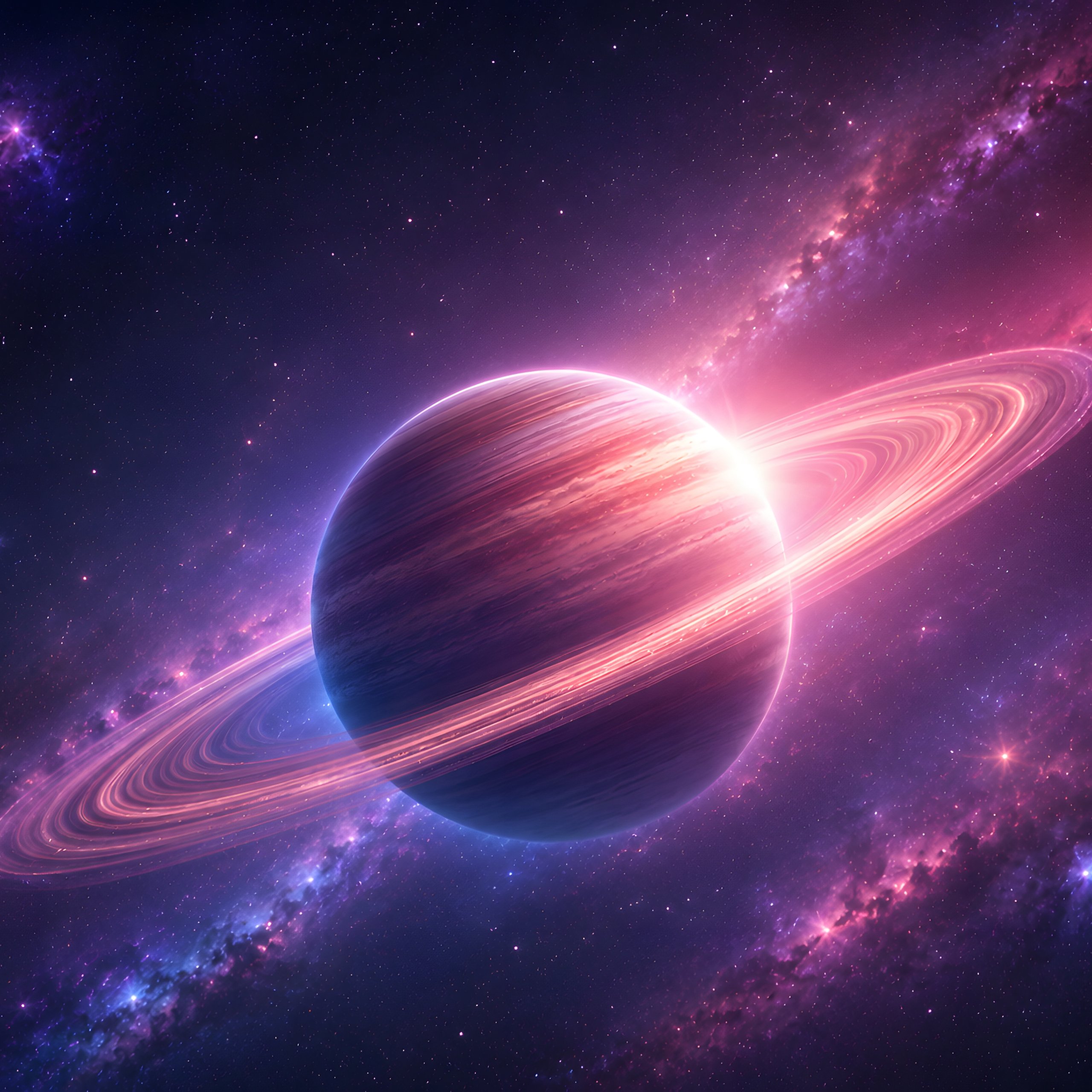 Saturn Against a Galactic Starfield - Wallpapers for Samsung Galaxy Tab S9 FE+/Tab S11, Xiaomi Pad 5, Redmi Pad 2 Pro, POCO Pad in 2560x2560 resolution