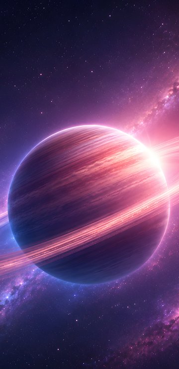 Saturn Against a Galactic Starfield - Wallpapers for Samsung in 360x740 resolution