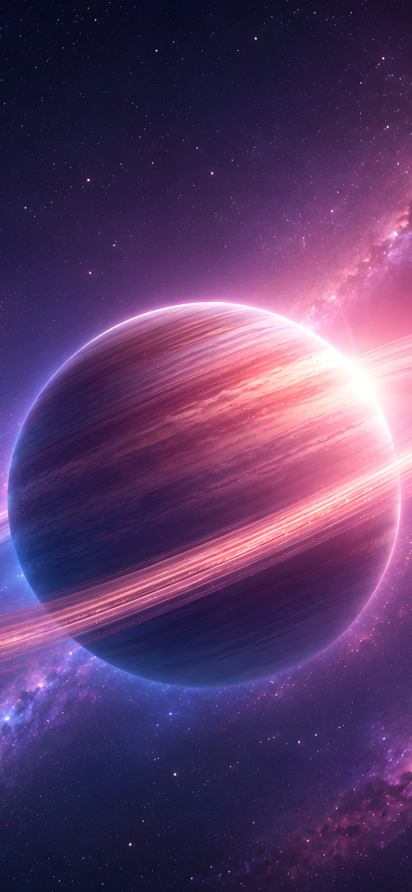 Saturn Against a Galactic Starfield - Wallpapers for iPhone 11/XR in 828x1792 resolution