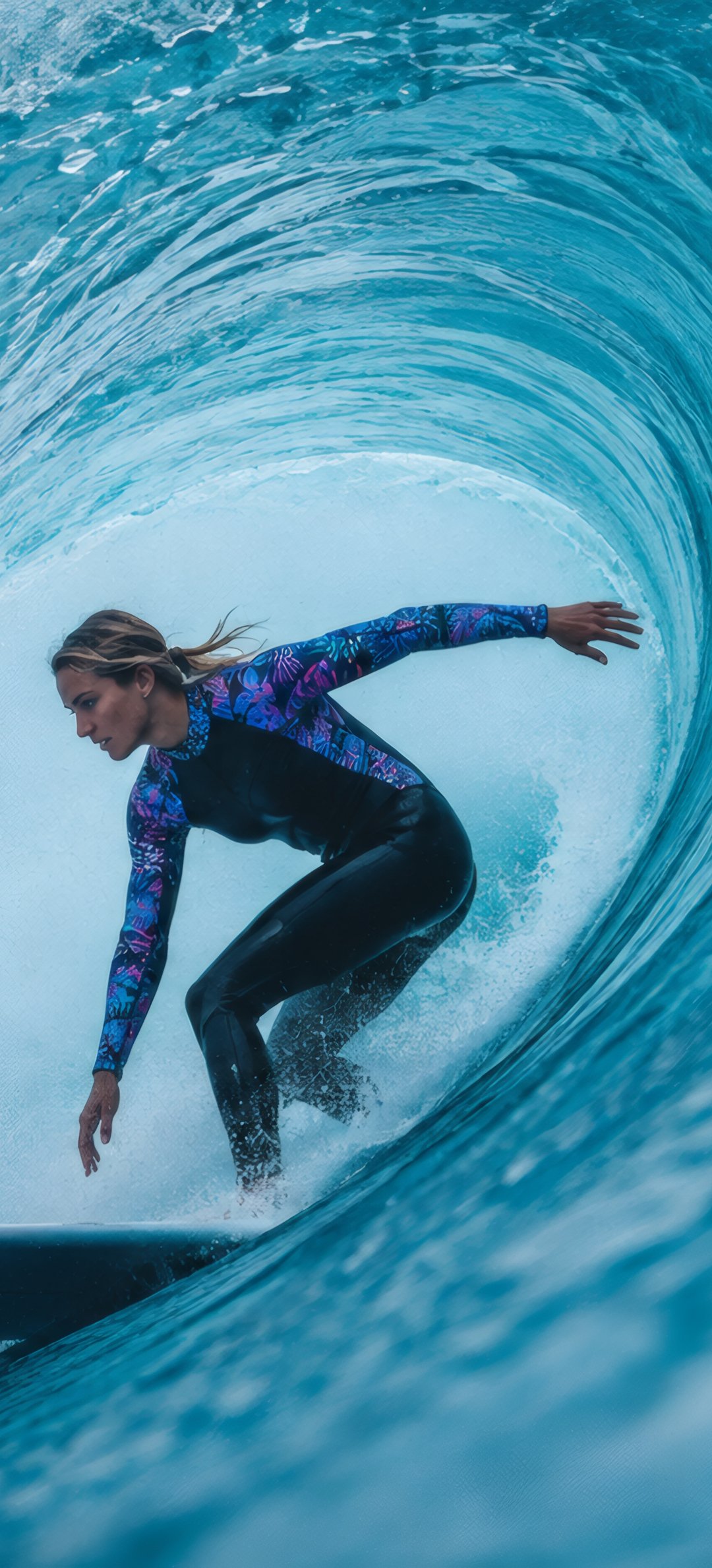 Blonde Surfer Inside an Ocean Wave - Wallpapers for Honor/Huawei in 1080x2376 resolution