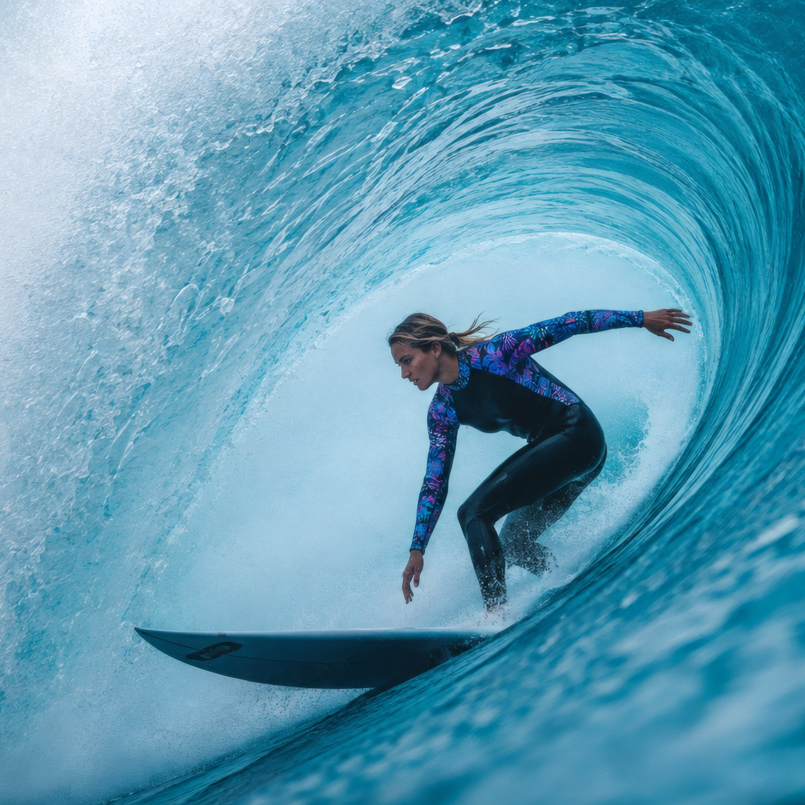 Blonde Surfer Inside an Ocean Wave - Wallpapers for Samsung Galaxy Tab S9 FE+/Tab S11, Xiaomi Pad 5, Redmi Pad 2 Pro, POCO Pad in 2560x2560 resolution