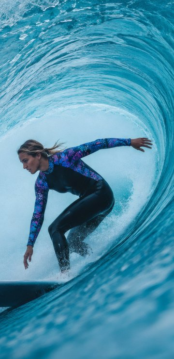 Blonde Surfer Inside an Ocean Wave - Wallpapers for Samsung in 360x740 resolution
