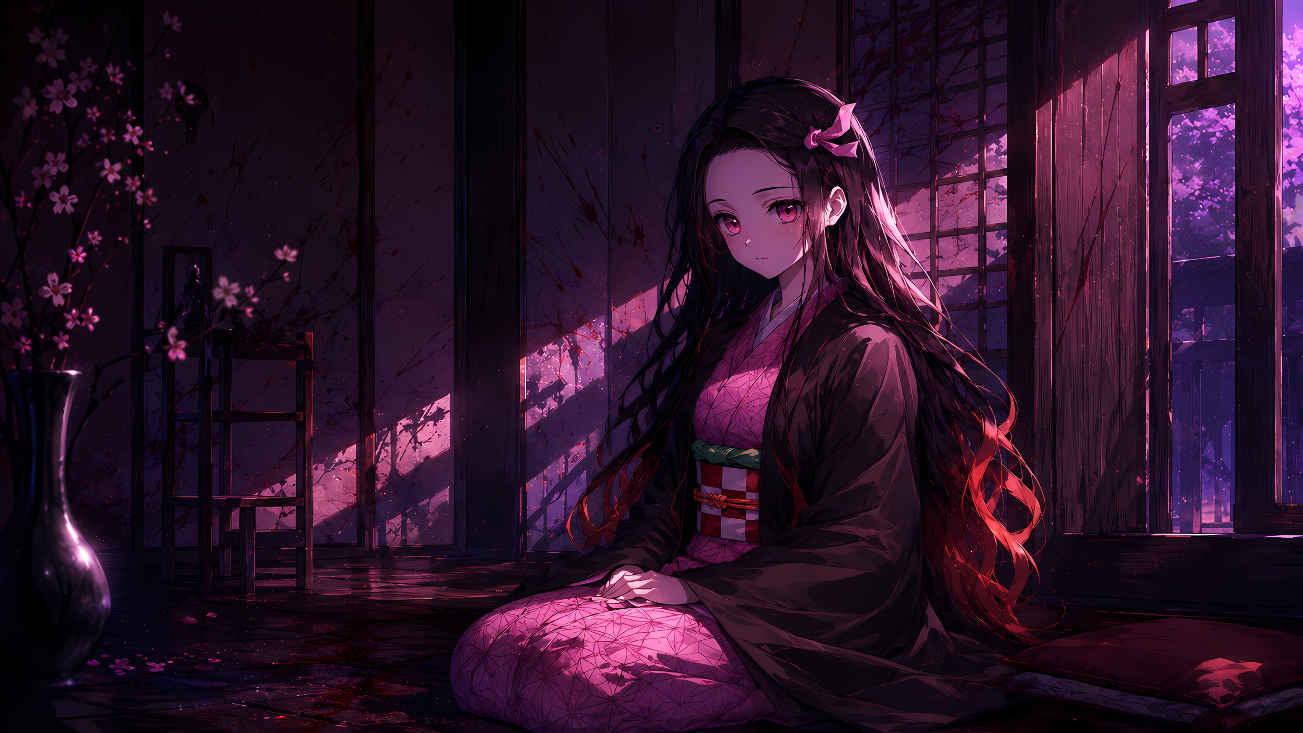 Not zuko Kamado in the pink moonlight - 2K Quad HD wallpapers in 2560x1440 resolution