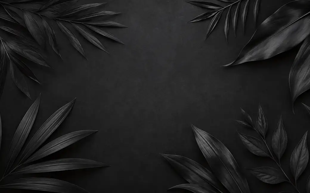 Monochrome Leaves on a Dark Background — desktop and phone wallpaper, free download