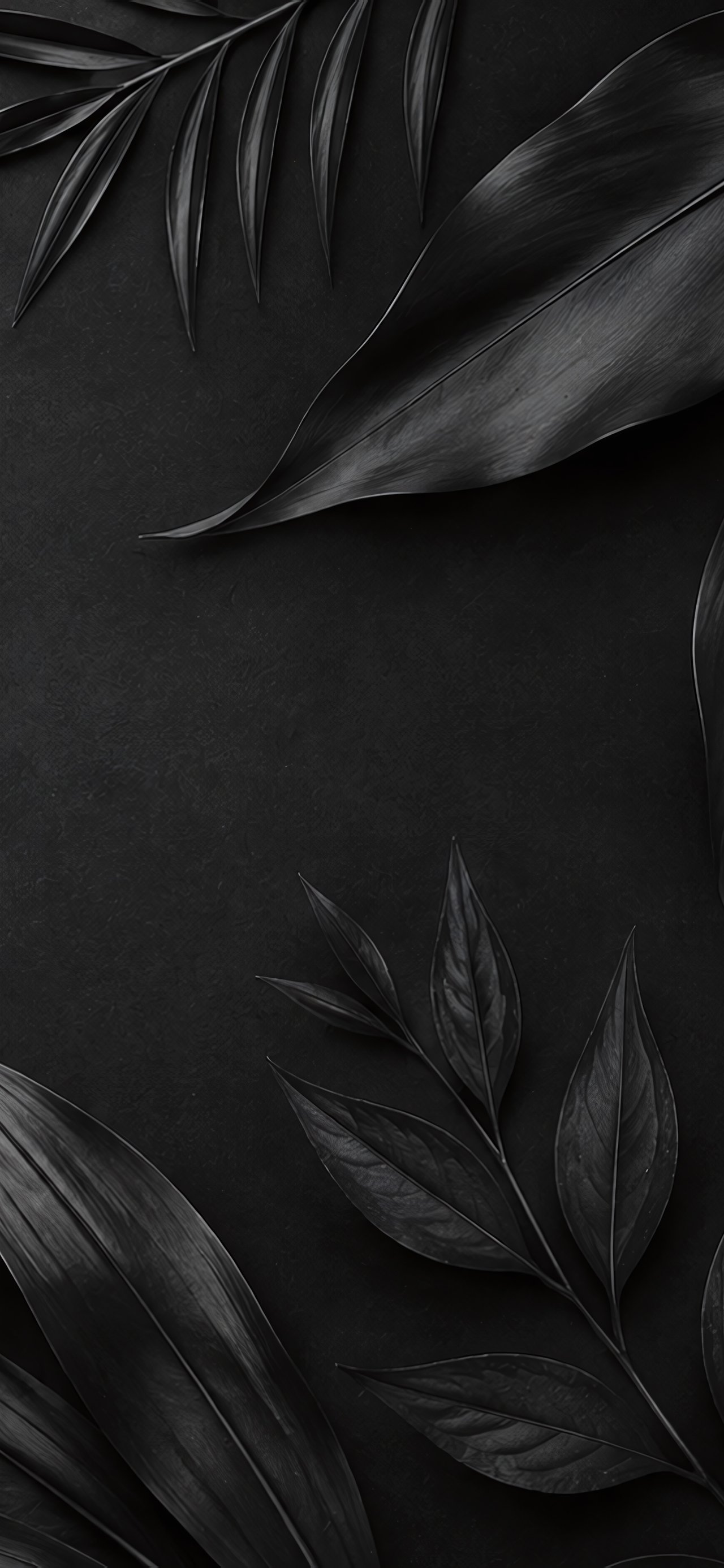 Monochrome Leaves on a Dark Background - Wallpapers for Xiaomi 15T in 1280x2772 resolution