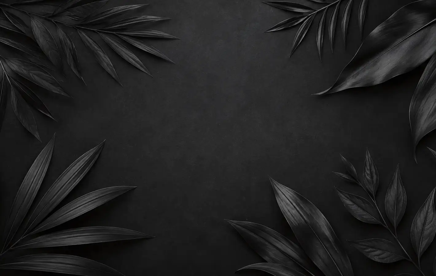 Monochrome Leaves on a Dark Background — desktop and phone wallpaper, free download