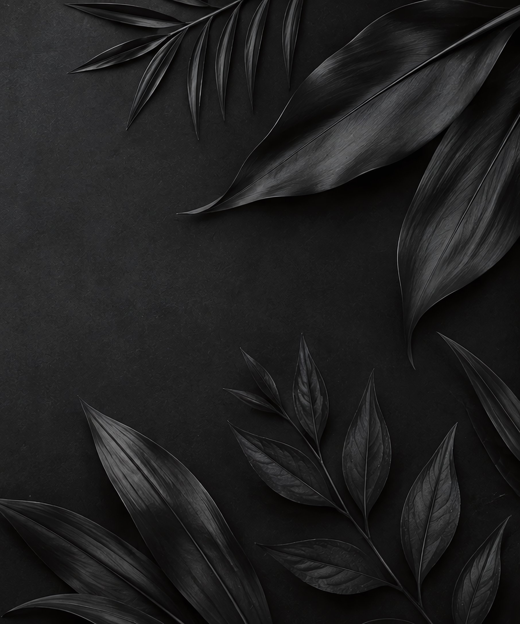 Monochrome Leaves on a Dark Background - Wallpapers for Samsung Galaxy Z Fold4/Z Fold5/Z Fold6 in 1812x2176 resolution
