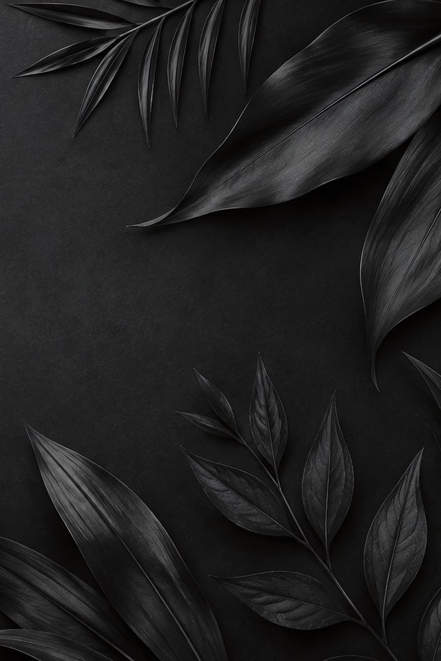 Чёрные листья на тёмном фоне - Обои для iPhone 4/4S в разрешении 640x960