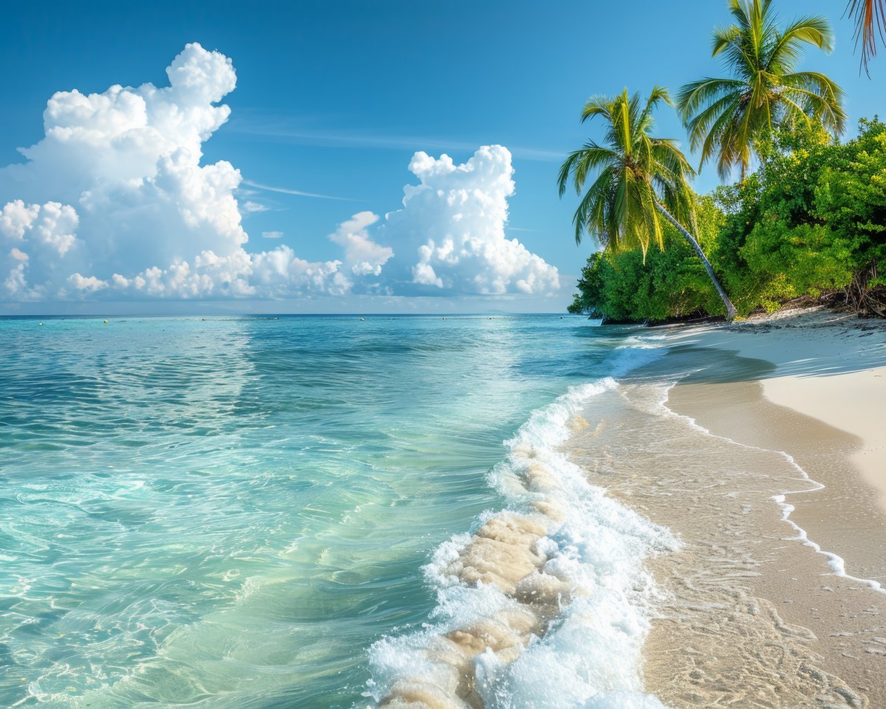 Tropical Beach with Ocean Waves - SXGA wallpapers in 1280x1024 resolution