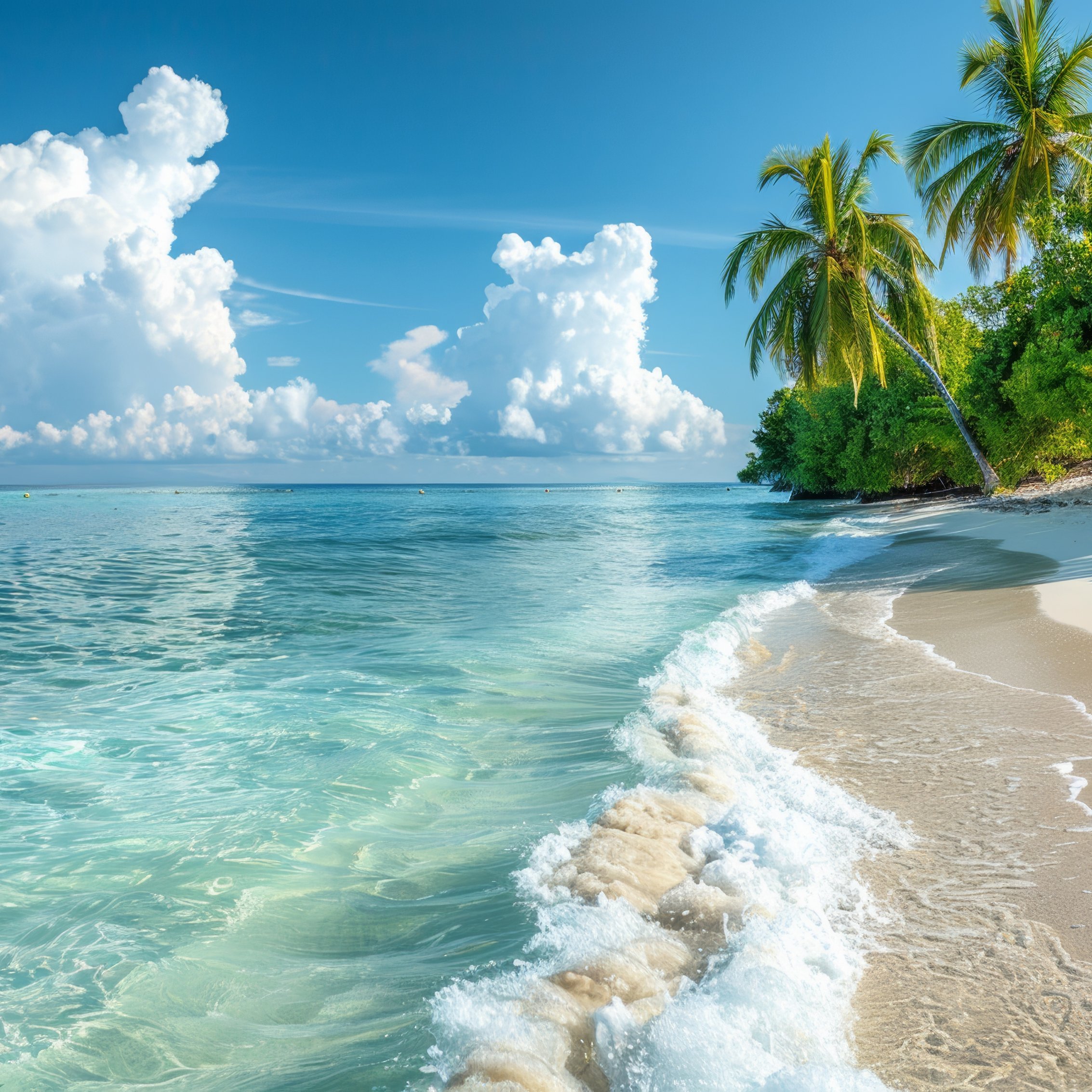 Tropical Beach with Ocean Waves - Wallpapers for iPad mini 8.3″ in 2266x2266 resolution