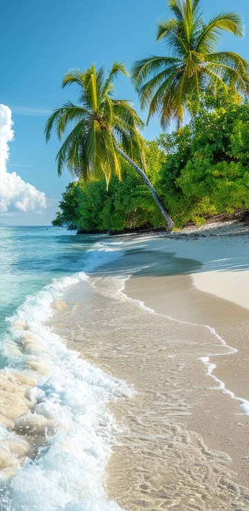 Tropical Beach with Ocean Waves - Wallpapers for Samsung in 360x740 resolution