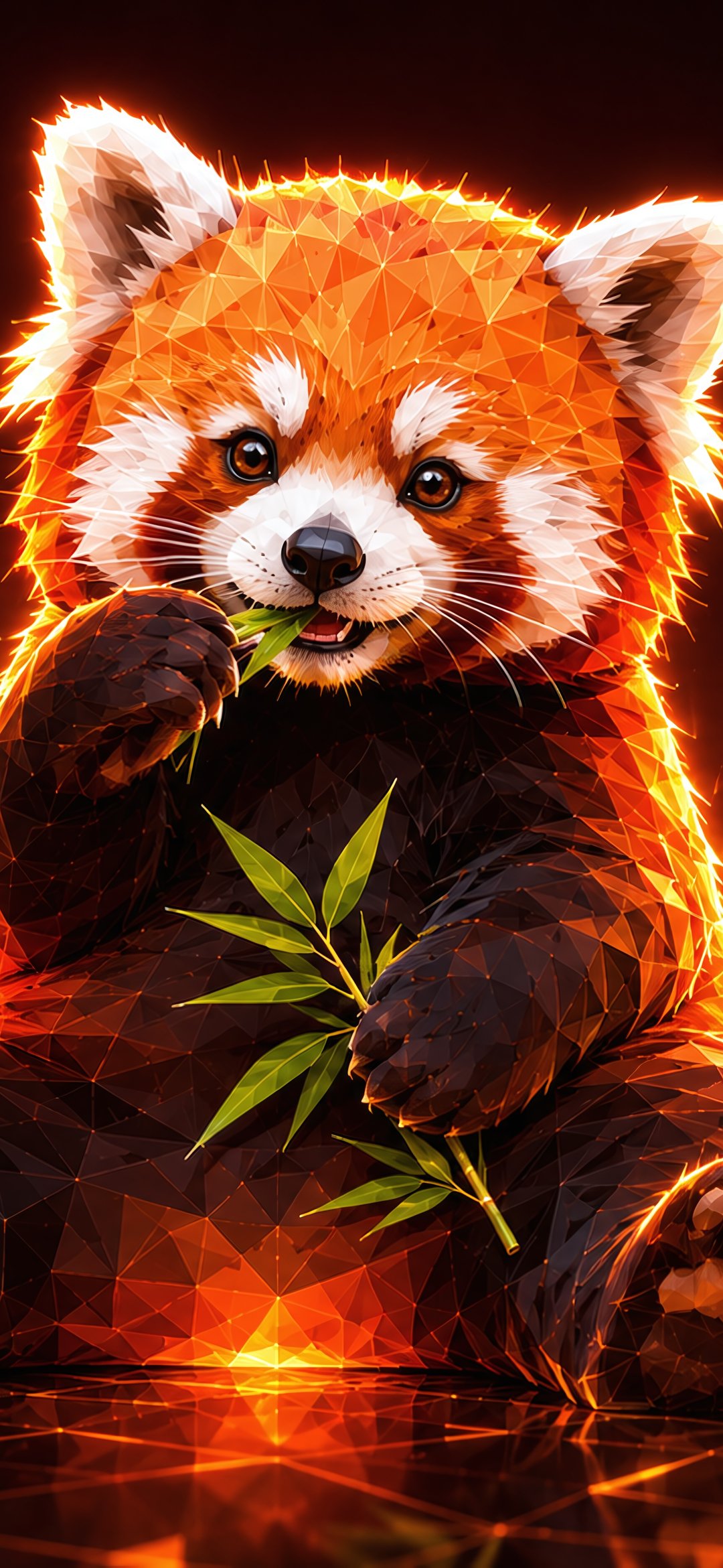 Red panda in low poly - Wallpapers for iPhone 12 mini/13 mini, Samsung Galaxy S24/S24 FE/S25/S25 FE/S26/A55/A56/A35/A26/A16/M15, Xiaomi, Sony Xperia in 1080x2340 resolution