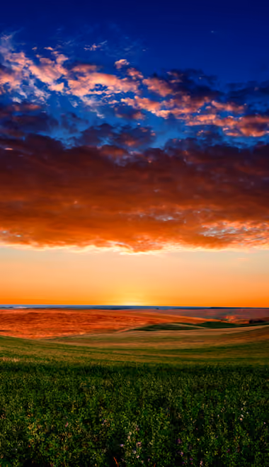 Nature wallpapers: evening, sunset, field, clouds