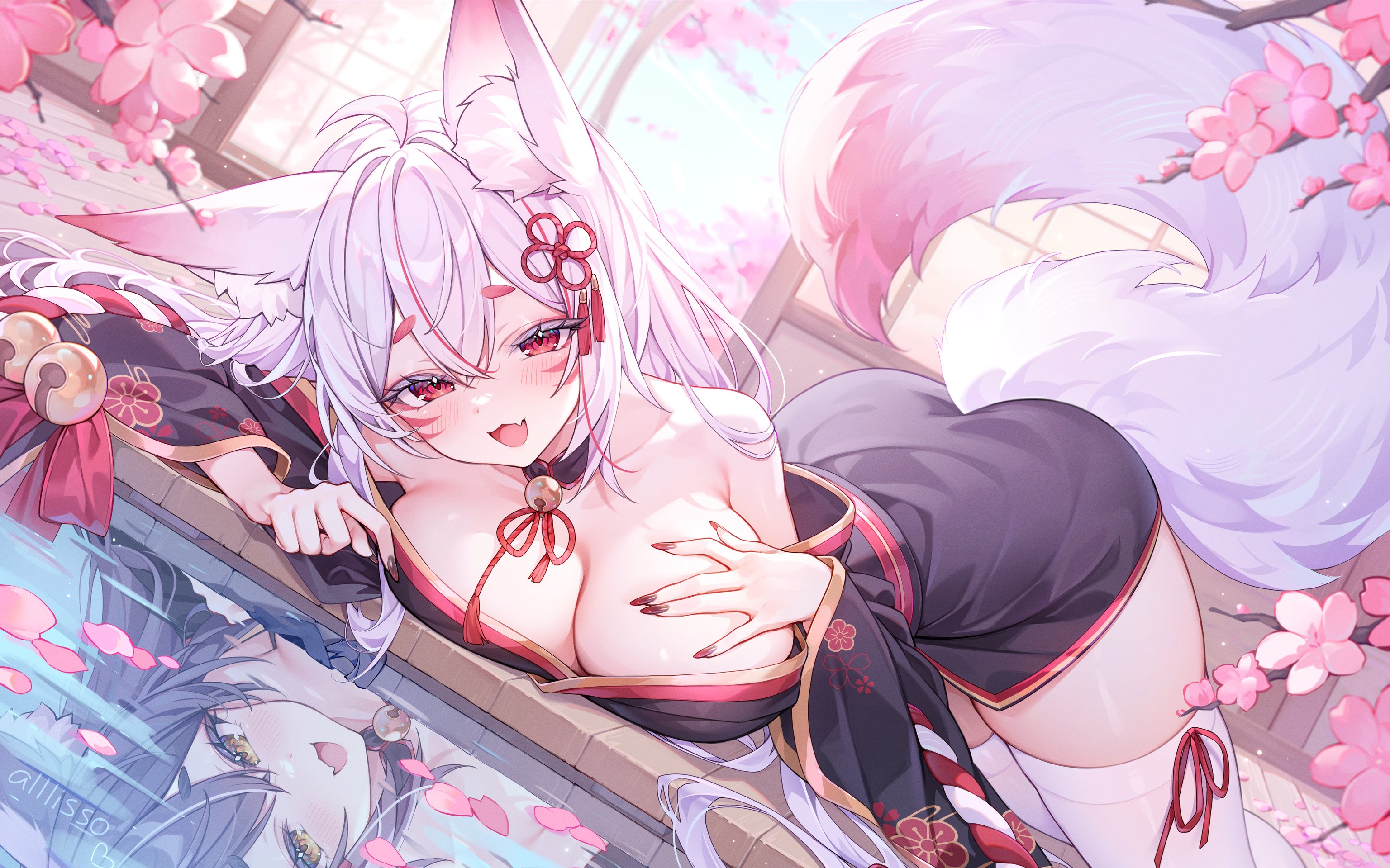 Cute girl with fox ears and tail - Wallpapers for Apple MacBook 16″ in 3072x1920 resolution