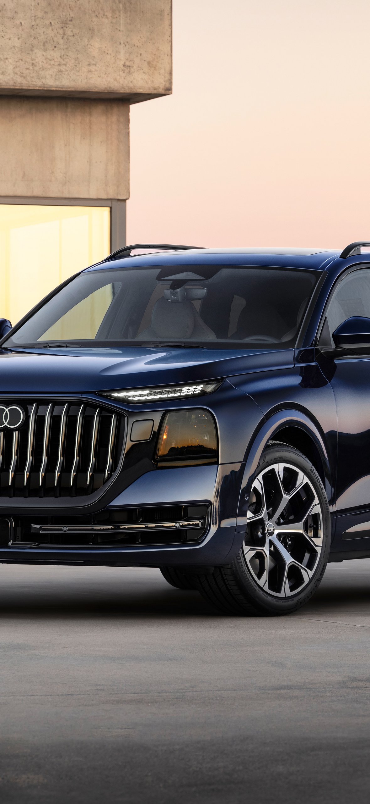 Luxury Audi Q9 at sunset villa - Wallpapers for iPhone 14 Pro/15 Pro in 1179x2556 resolution