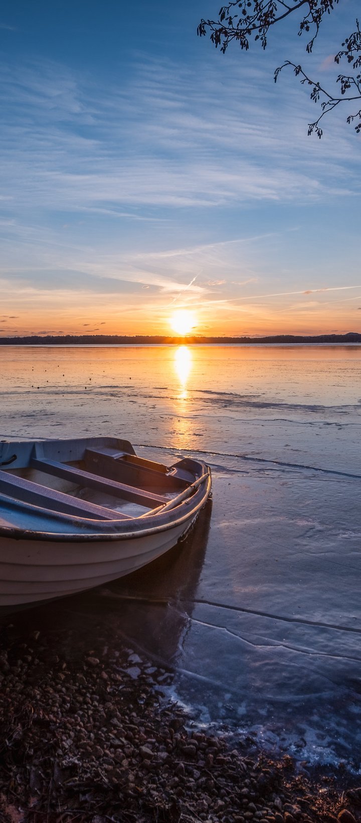 Boat by a Forest Lake at Sunset - Wallpapers for Xiaomi Redmi 14C, POCO C71/C75/M7, Infinix Note 8 in 720x1640 resolution