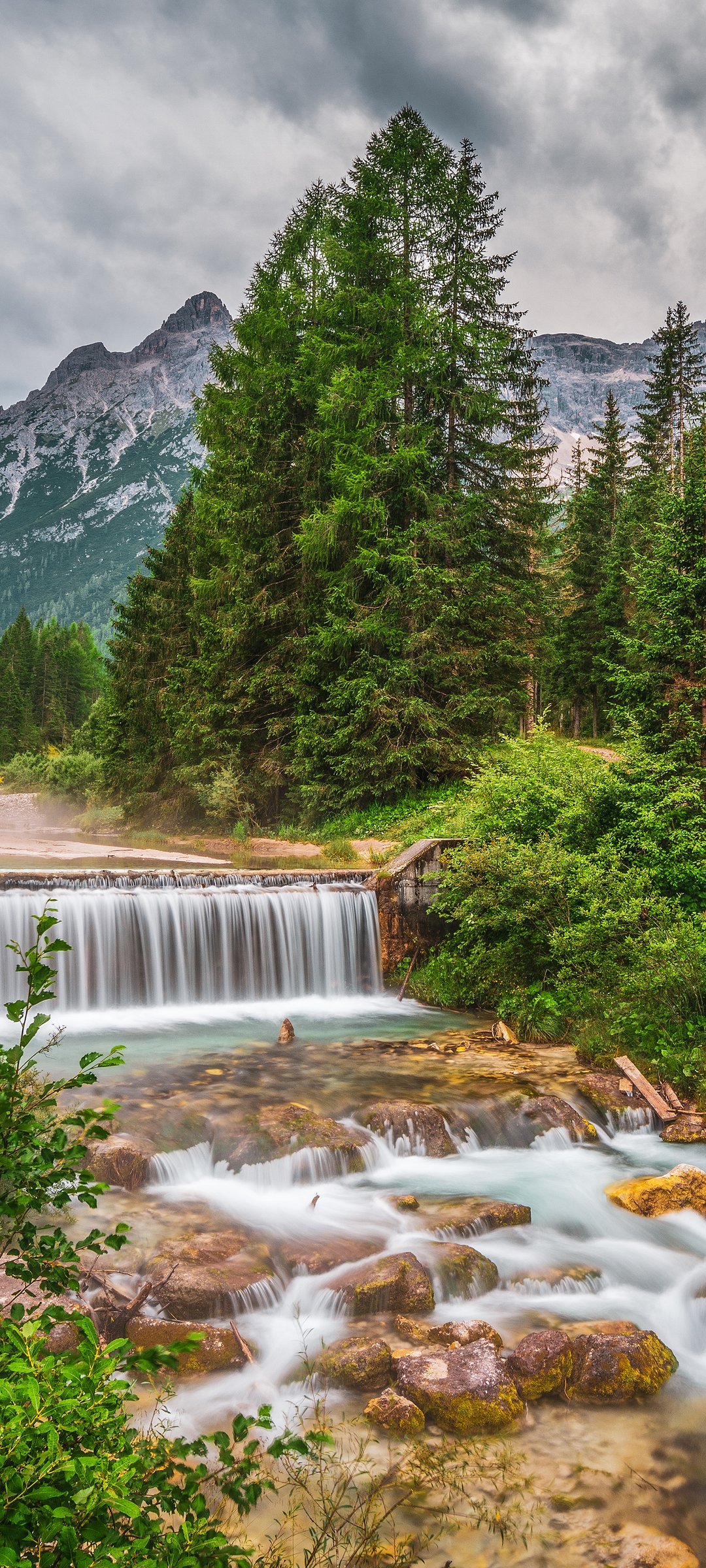 Forest Waterfall in Mountain Landscape - Wallpapers for Samsung Galaxy M55, POCO M4/X4/X5, Xiaomi Redmi 12/13/Note 13/Note 14/Note 14S in 1080x2400 resolution