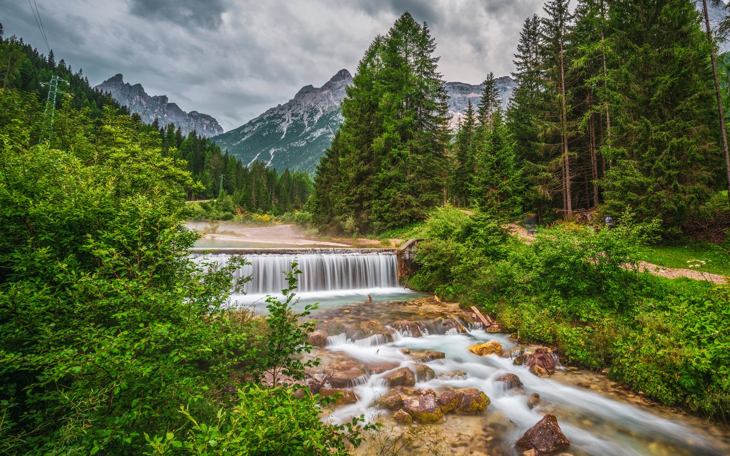 Forest Waterfall in Mountain Landscape - WSXGA wallpapers in 1440x900 resolution