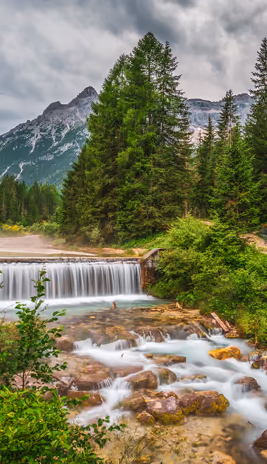 Scenery Wallpapers for Samsung Galaxy S8/S8+/Note 8/S9/S9+/Note 9 (1440x2960): mountains, waterfall, stream, forest
