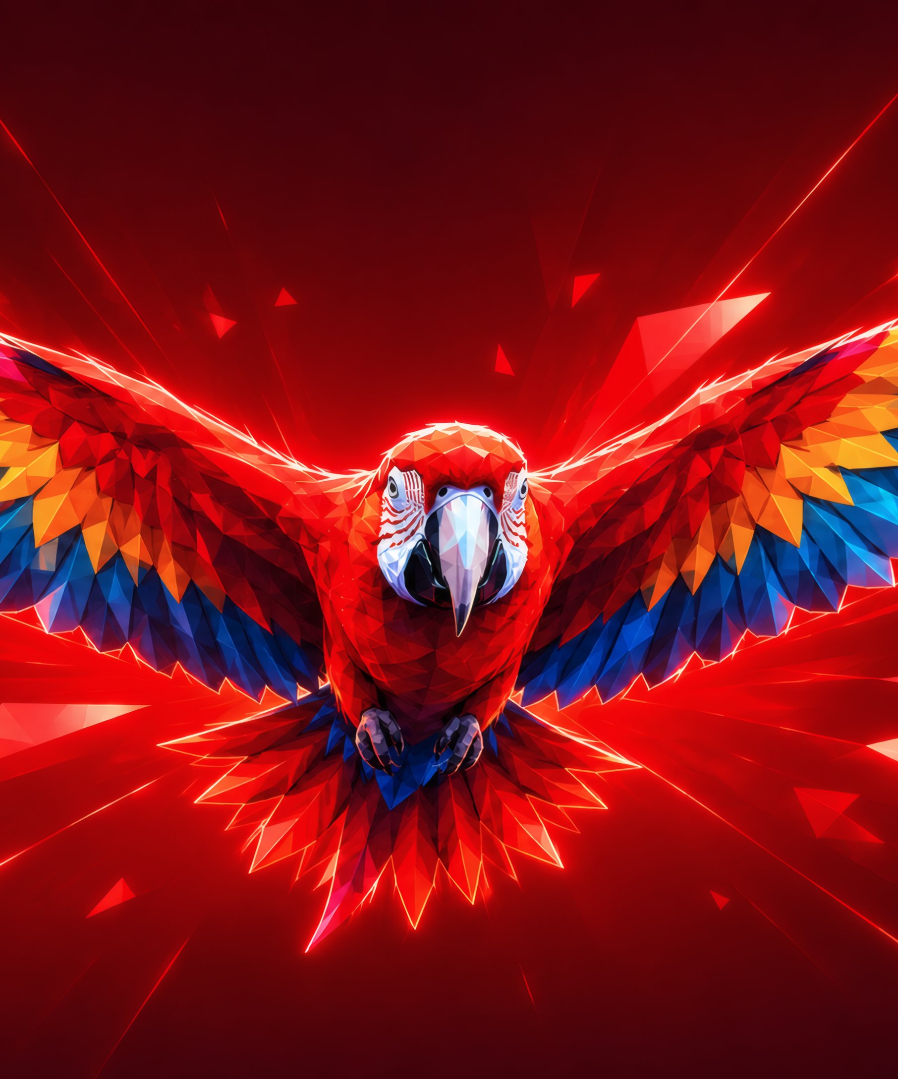 Low-Poly Macaw in Flight - Wallpapers for Samsung Galaxy Z Fold4/Z Fold5/Z Fold6 in 1812x2176 resolution