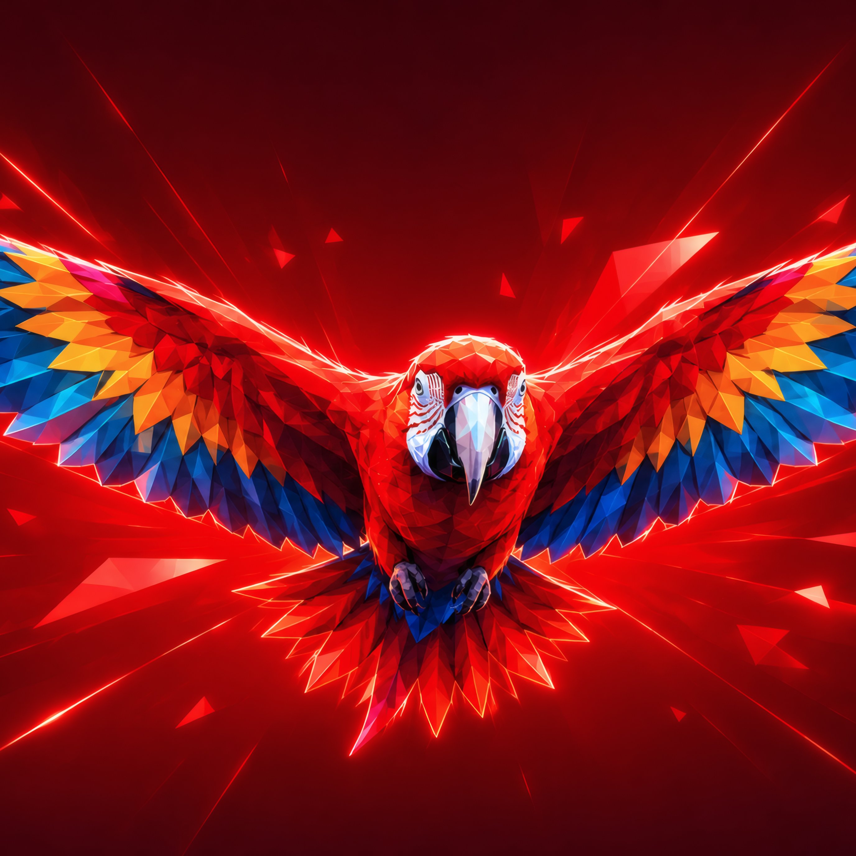 Low-Poly Macaw in Flight - Wallpapers for iPad Pro 13″ in 2752x2752 resolution