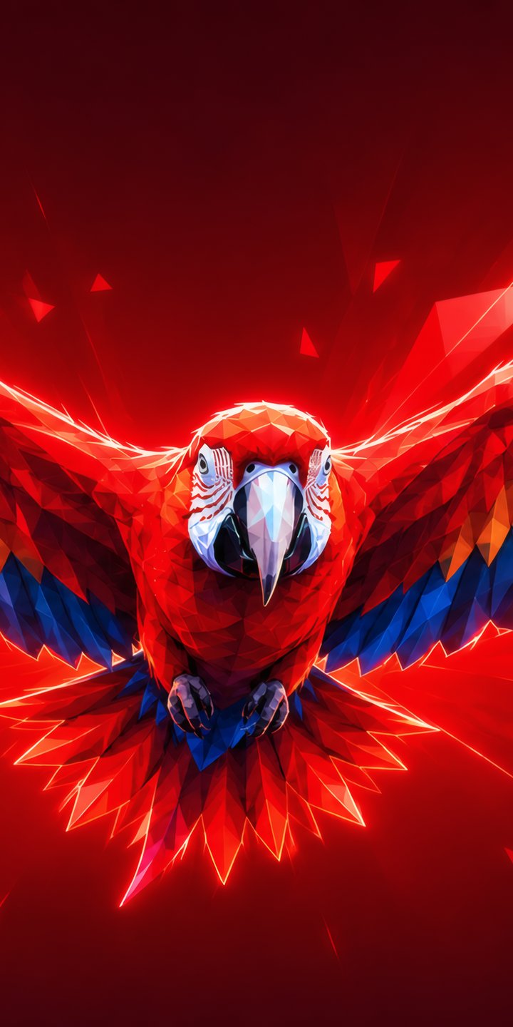 Попугай ара в полёте - Обои для Samsung Galaxy A03s, Xiaomi Redmi 7A, POCO C3 в разрешении 720x1440