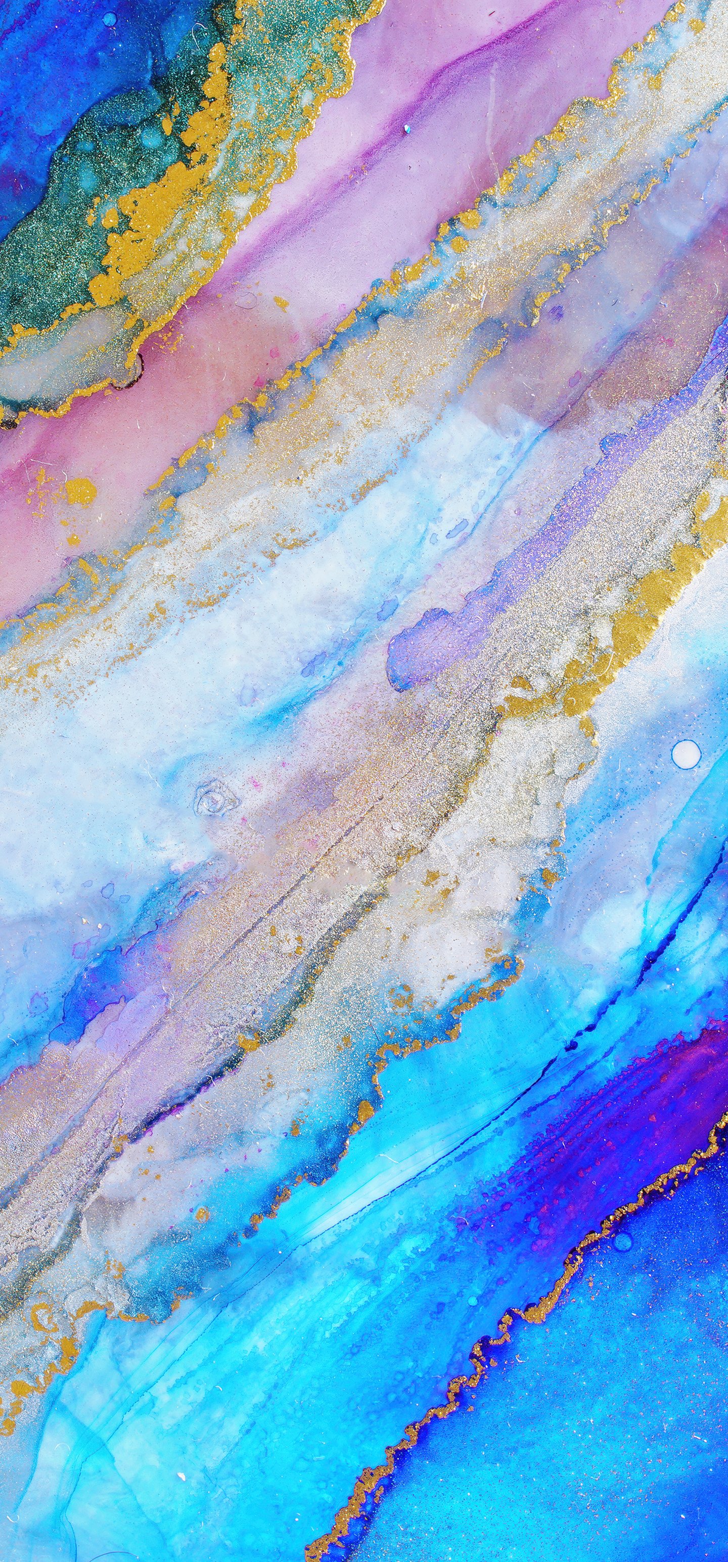 Blue Marble Surface with Gold Veins - Wallpapers for Samsung Galaxy S22 Ultra/S23 Ultra in 1440x3088 resolution