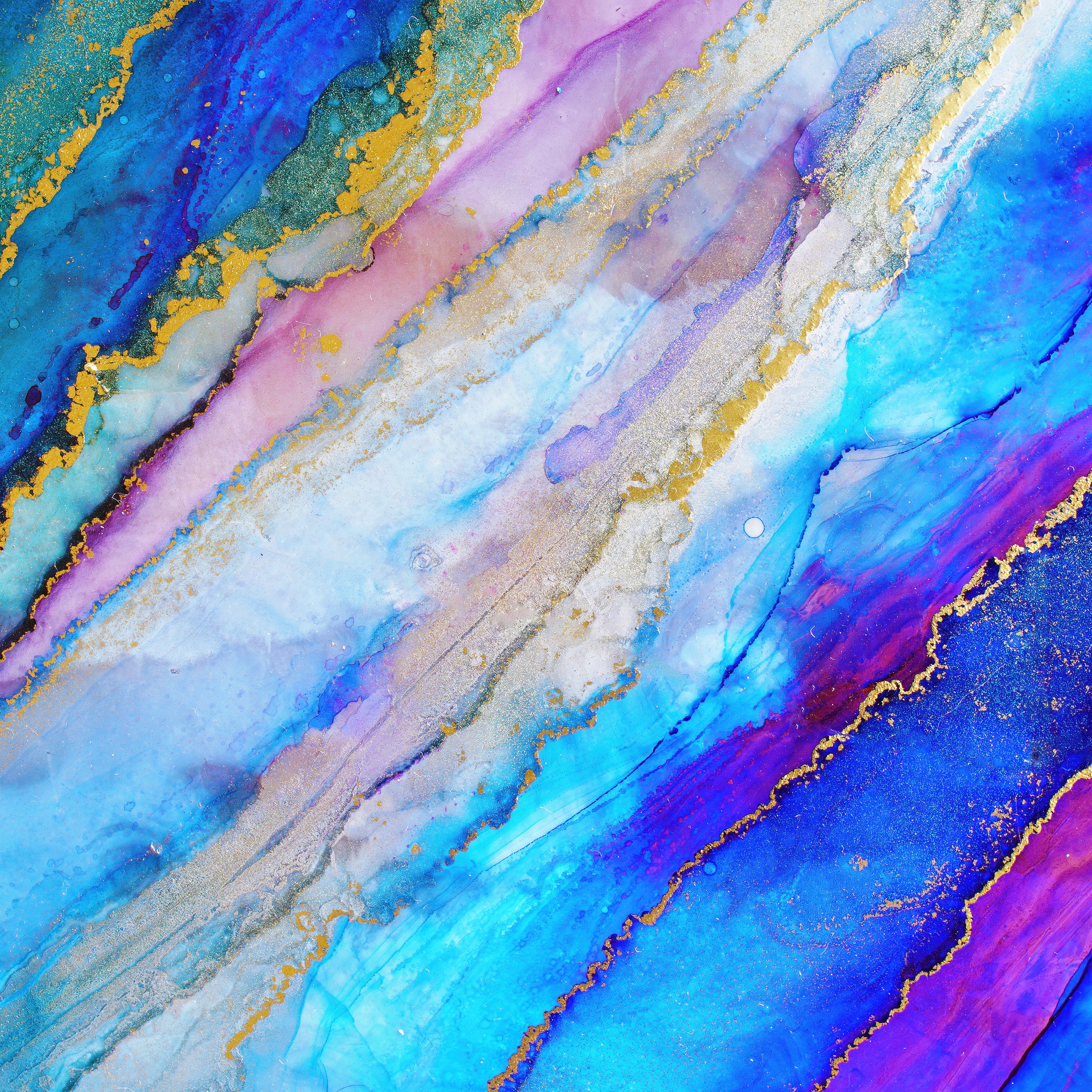 Blue Marble Surface with Gold Veins - Wallpapers for Samsung Galaxy Tab S9 FE+/Tab S11, Xiaomi Pad 5, Redmi Pad 2 Pro, POCO Pad in 2560x2560 resolution