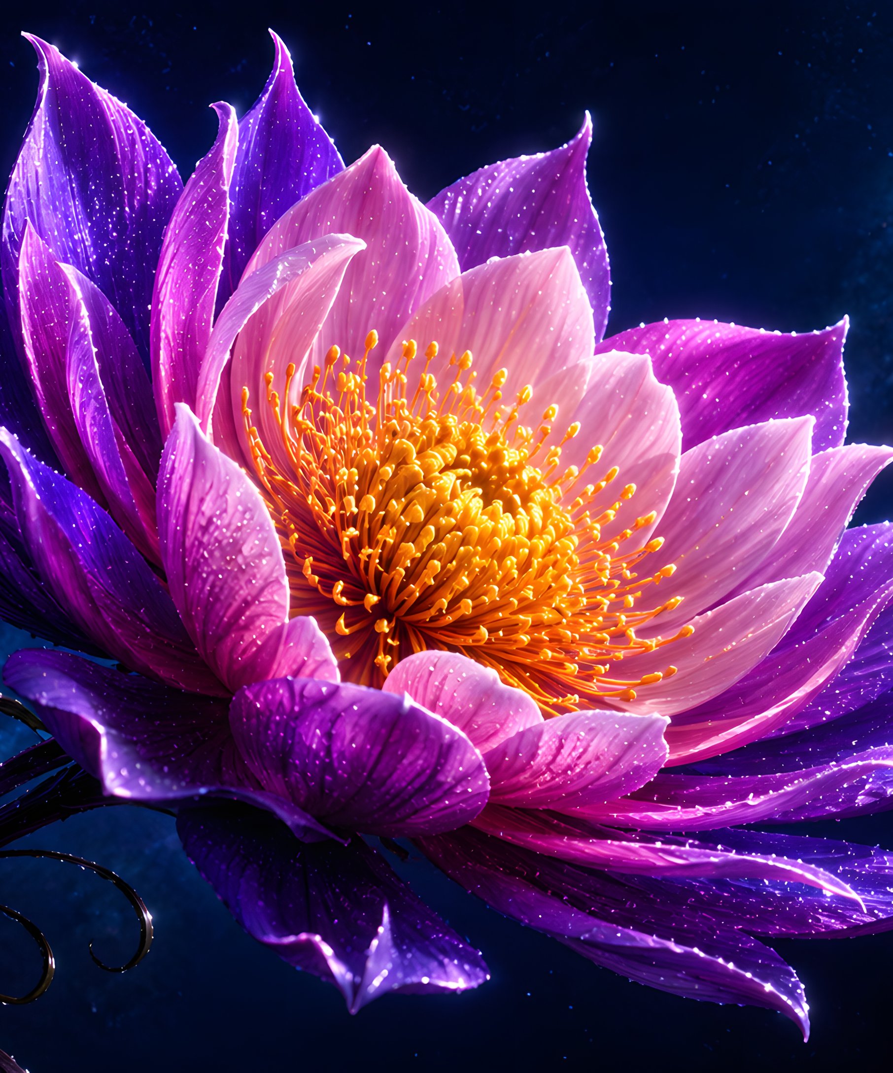 Glowing Lotus Flower in Galaxy Night - Wallpapers for Samsung Galaxy Z Fold4/Z Fold5/Z Fold6 in 1812x2176 resolution