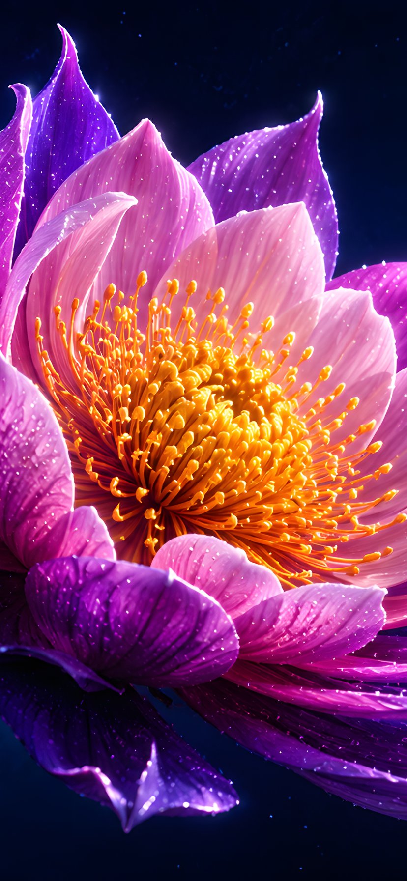 Glowing Lotus Flower in Galaxy Night - Wallpapers for iPhone 11/XR in 828x1792 resolution