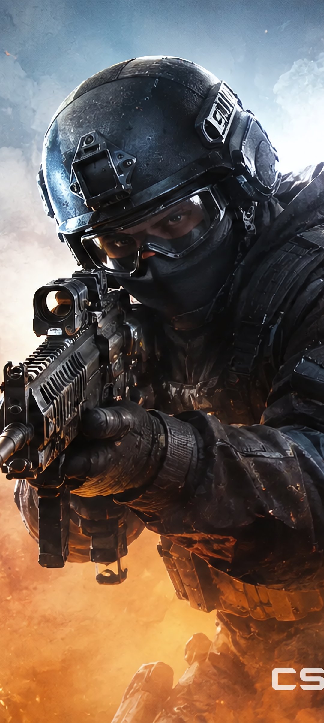Бойцы Counter-Strike в дыму в бою - Обои для Samsung Galaxy A13/A14/A53, Realme 12 Pro 5G, POCO M5 в разрешении 1080x2408