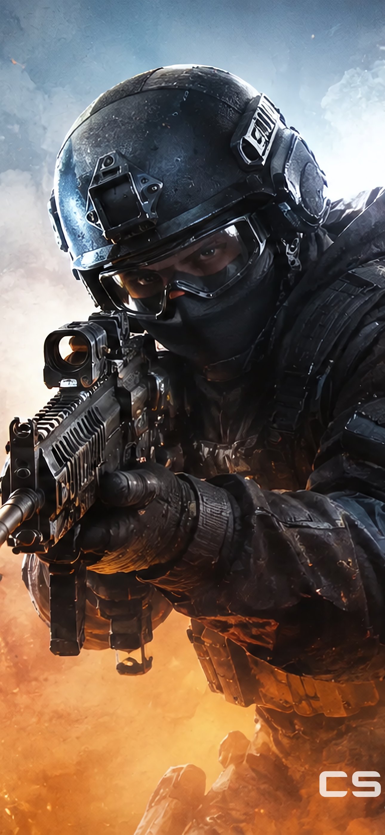 Бойцы Counter-Strike в дыму в бою - Обои для iPhone 15 Pro Max/14 Pro Max в разрешении 1290x2796
