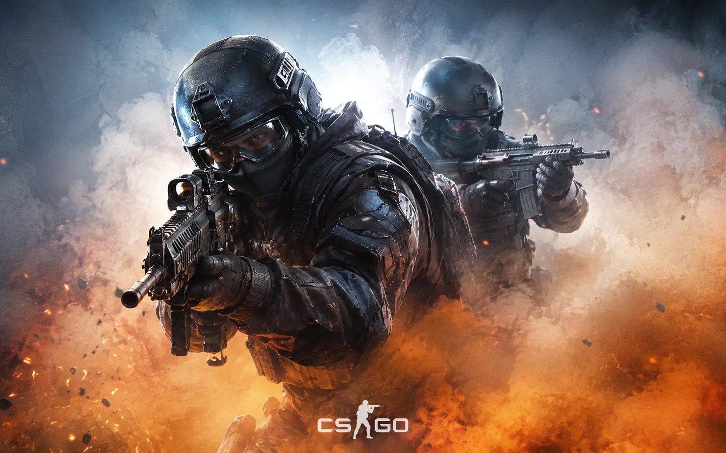 Бойцы Counter-Strike в дыму в бою - WSXGA обои в разрешении 1440x900