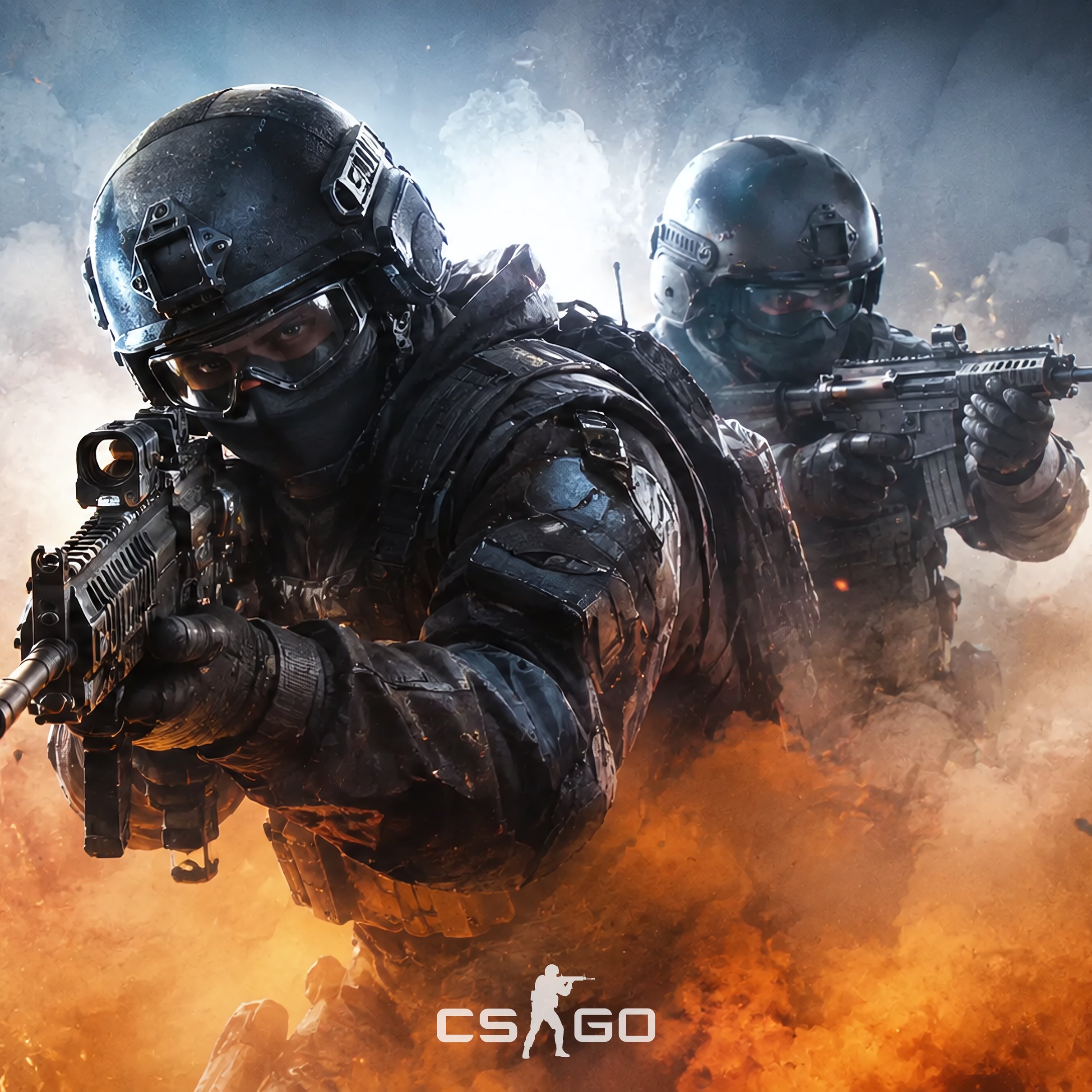 Counter-Strike fighters in smoke in battle - Wallpapers for iPad Pro 11″ 2024 in 2420x2420 resolution