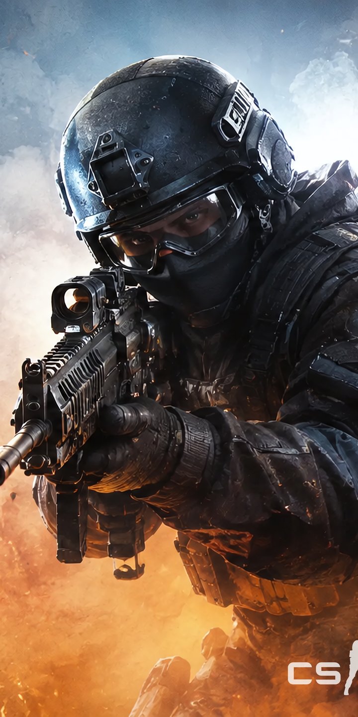 Counter-Strike fighters in smoke in battle - Wallpapers for Samsung Galaxy A03s, Xiaomi Redmi 7A, POCO C3 in 720x1440 resolution