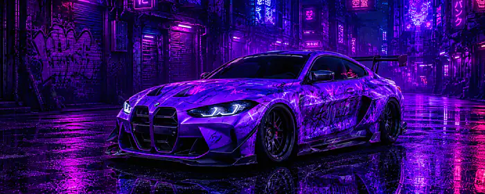 5K2K UltraWide 21:9 обои (5120x2160): BMW M4, киберпанк, обвес, карбон