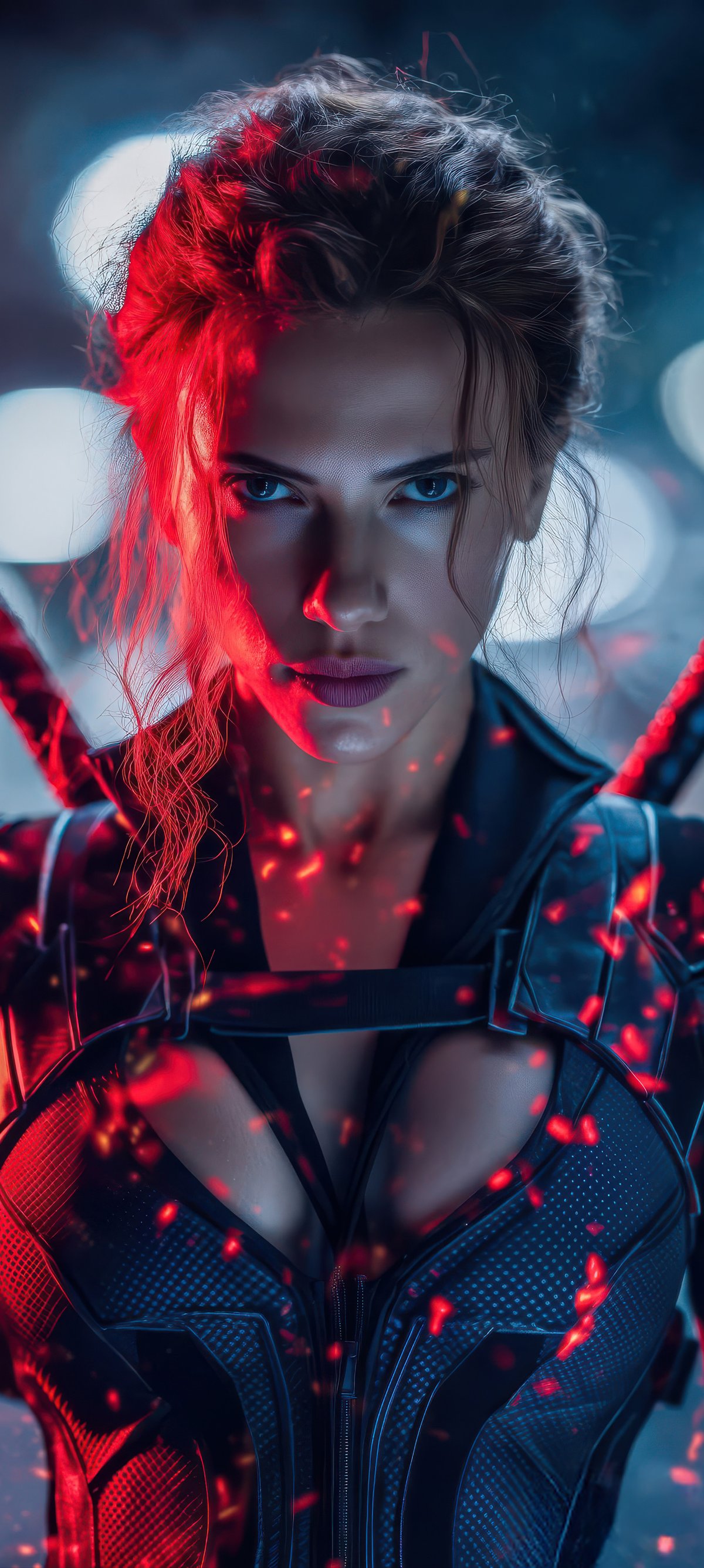 Black Widow Cosplay Portrait in Armor - Wallpapers for Xiaomi 15 in 1200x2670 resolution