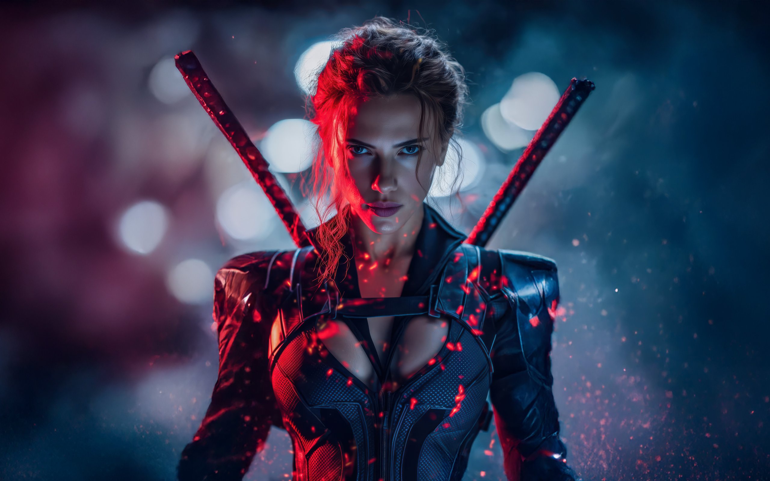 Black Widow Cosplay Portrait in Armor - WQXGA and for Apple MacBook Air 13 wallpapers in 2560x1600 resolution