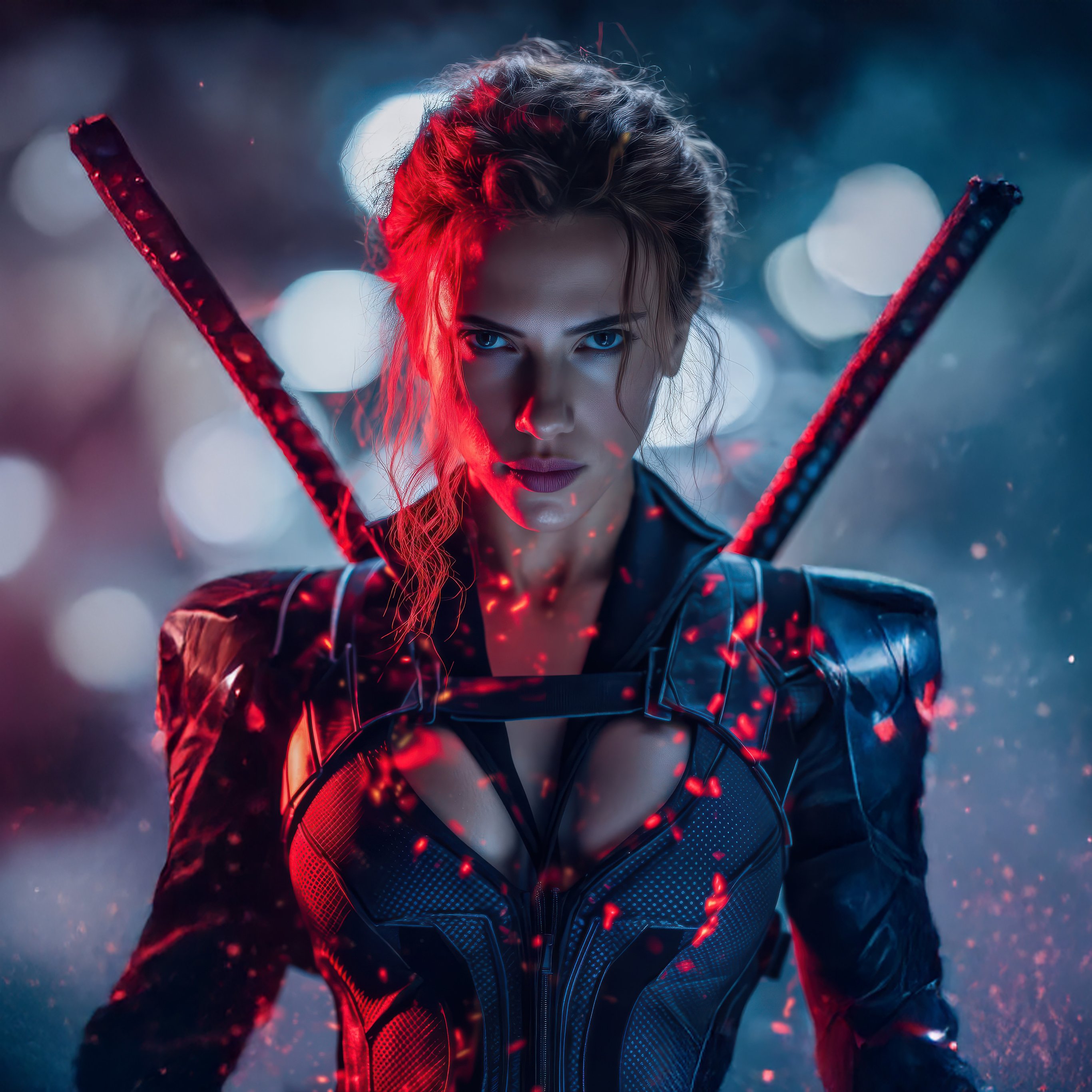 Black Widow Cosplay Portrait in Armor - Wallpapers for iPad Pro 12.9″ in 2732x2732 resolution