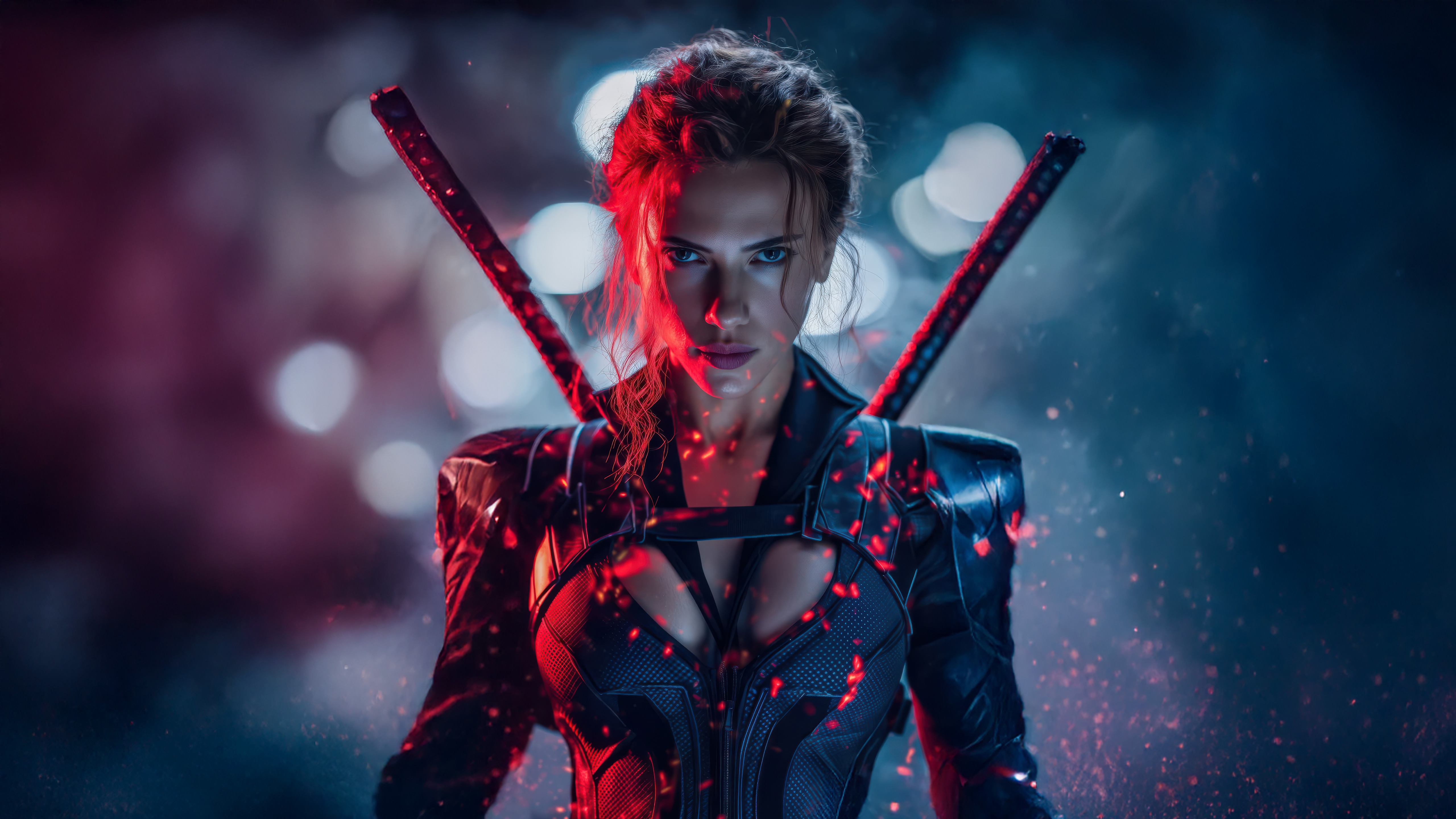 Black Widow Cosplay Portrait in Armor - 5K wallpapers in 5120x2880 resolution
