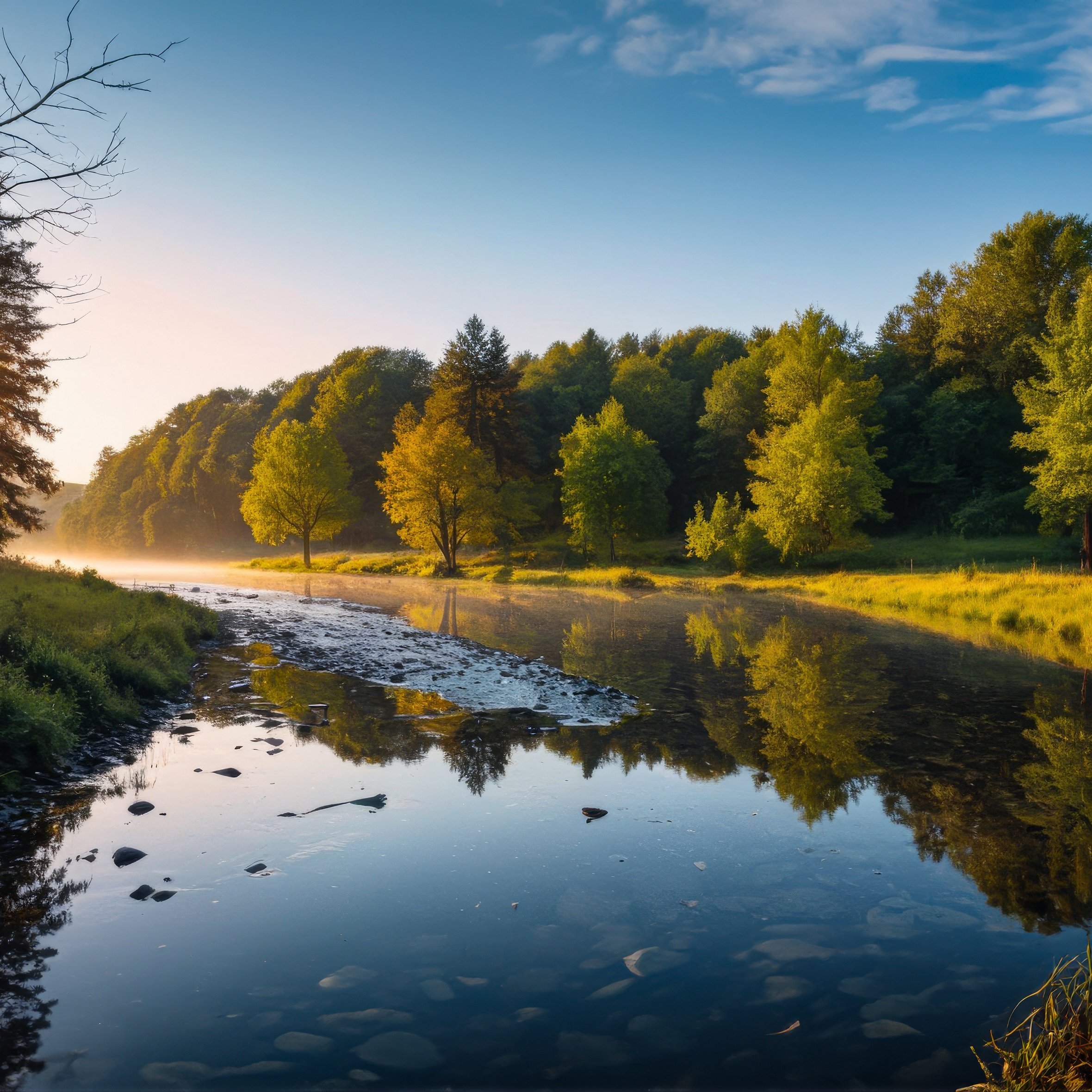 River in Germany at summer dawn - Wallpapers for iPad Air 10.9″ in 2360x2360 resolution