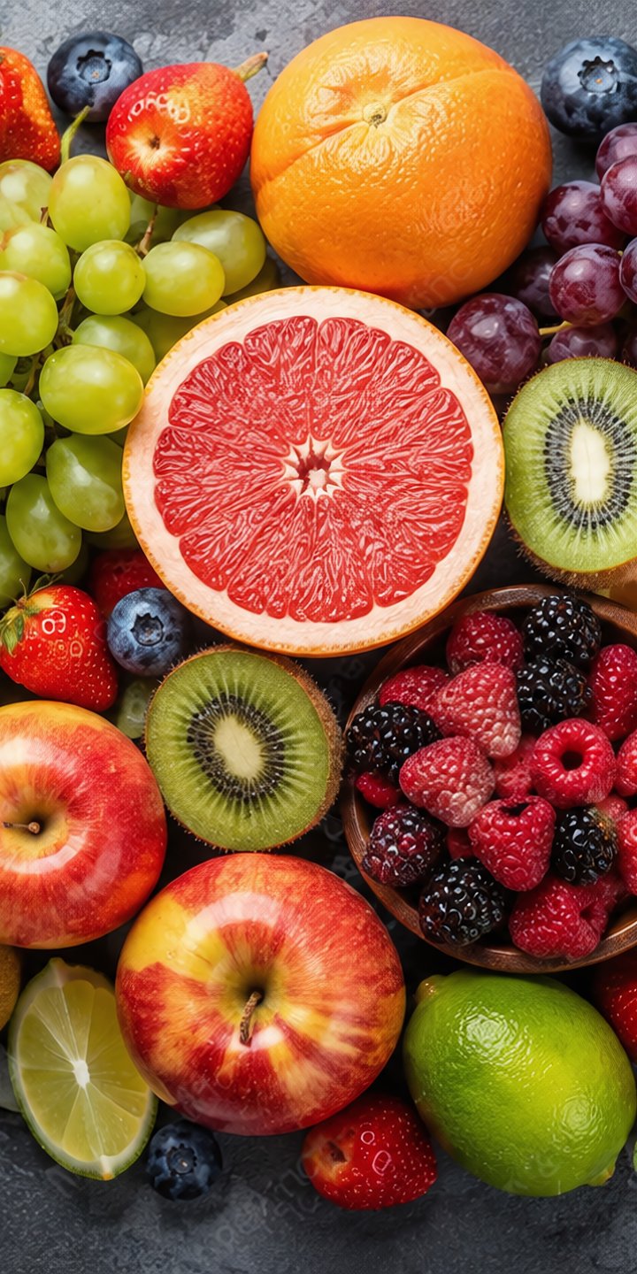Dense Fruit and Berry Arrangement - Wallpapers for Samsung Galaxy A03s, Xiaomi Redmi 7A, POCO C3 in 720x1440 resolution