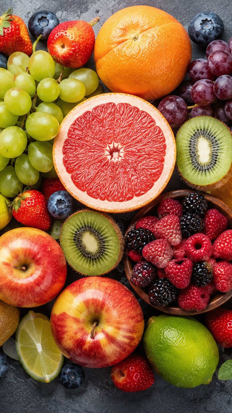 Dense Fruit and Berry Arrangement - Wallpapers for iPhone 6/6S/7/8/SE2/SE3 in 750x1334 resolution