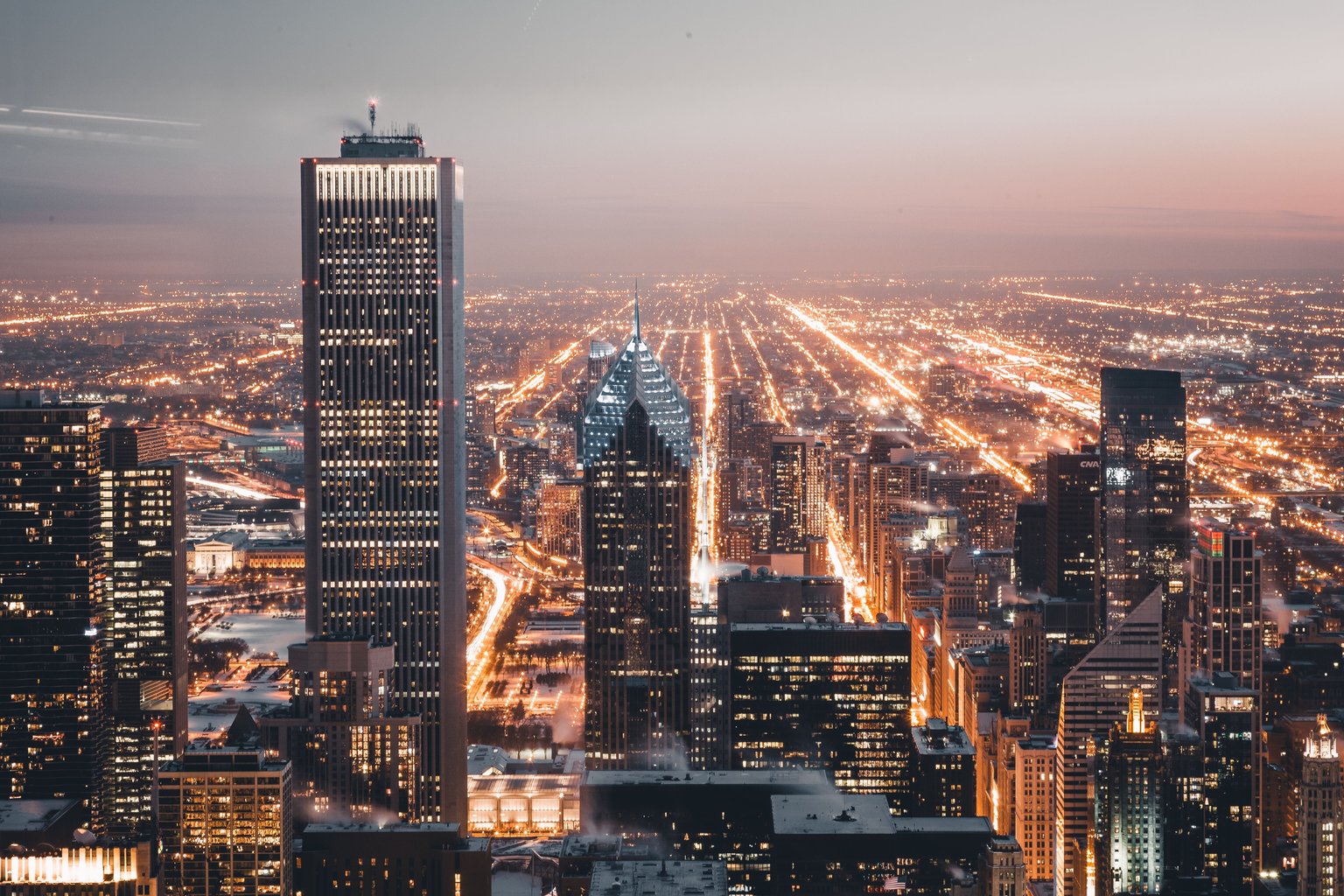 Chicago Downtown Skyscrapers at Night - Microsoft Surface 12.4″ wallpapers in 1536x1024 resolution