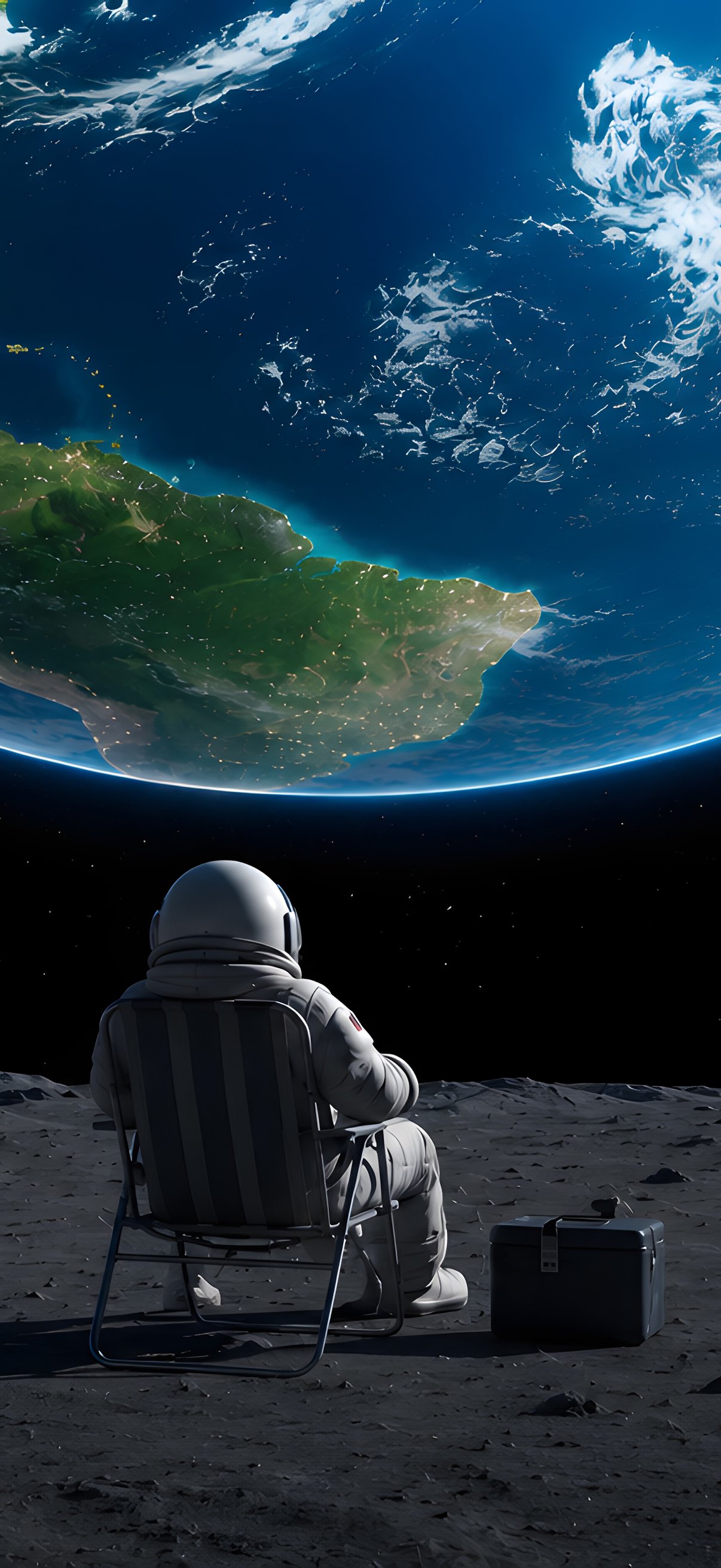 Astronaut Watching Earth from the Moon - Wallpapers for iPhone 17 Pro/17/16 Pro in 1206x2622 resolution
