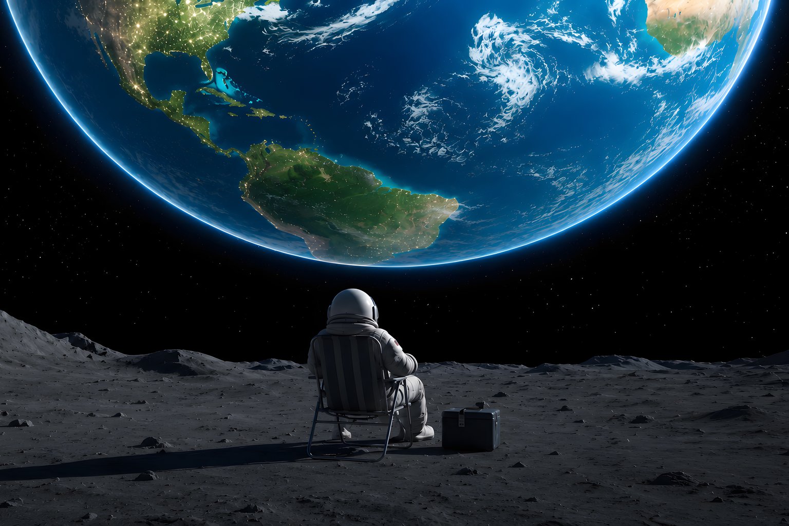 Astronaut Watching Earth from the Moon - Microsoft Surface 12.4″ wallpapers in 1536x1024 resolution