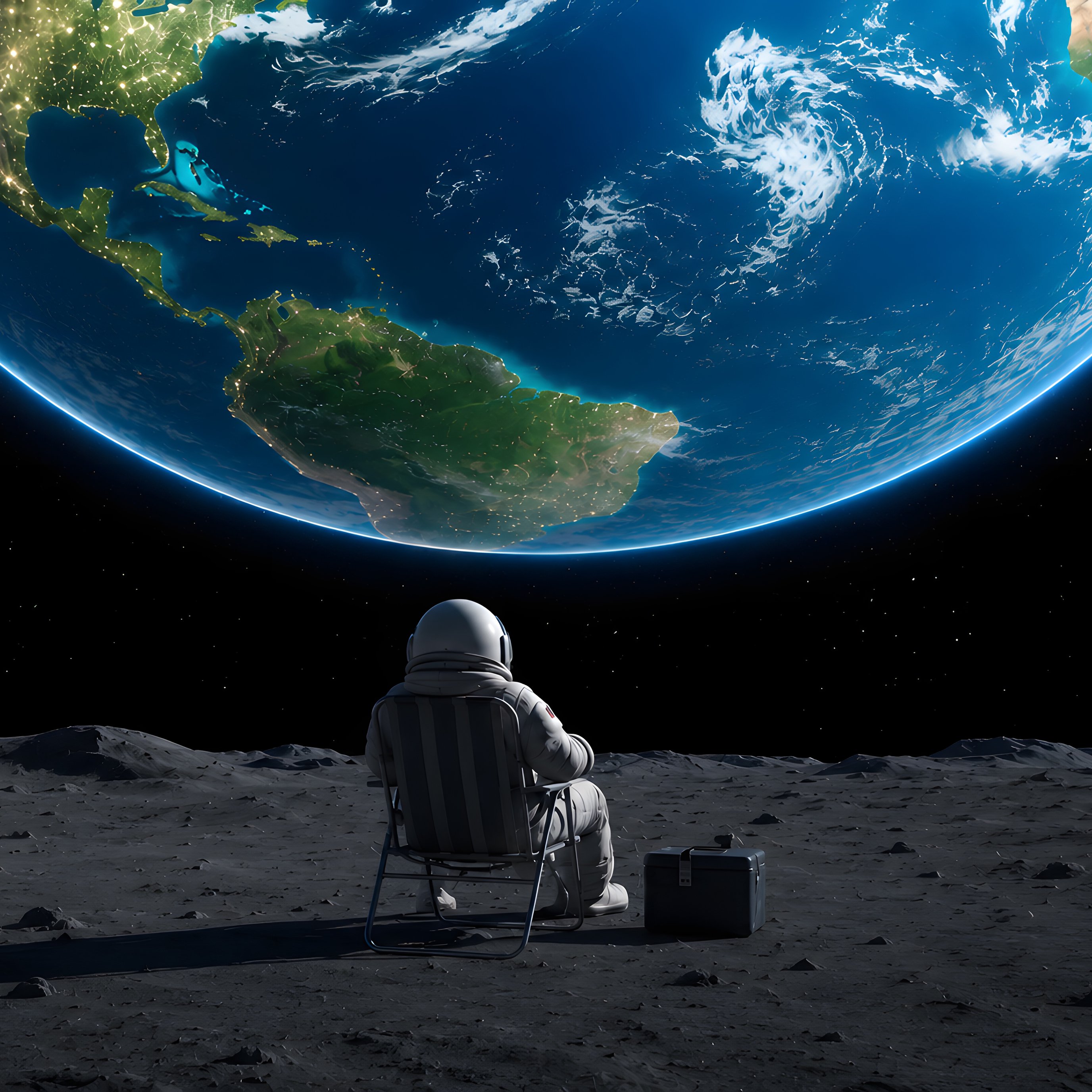 Astronaut Watching Earth from the Moon - Wallpapers for iPad Pro 13″ in 2752x2752 resolution