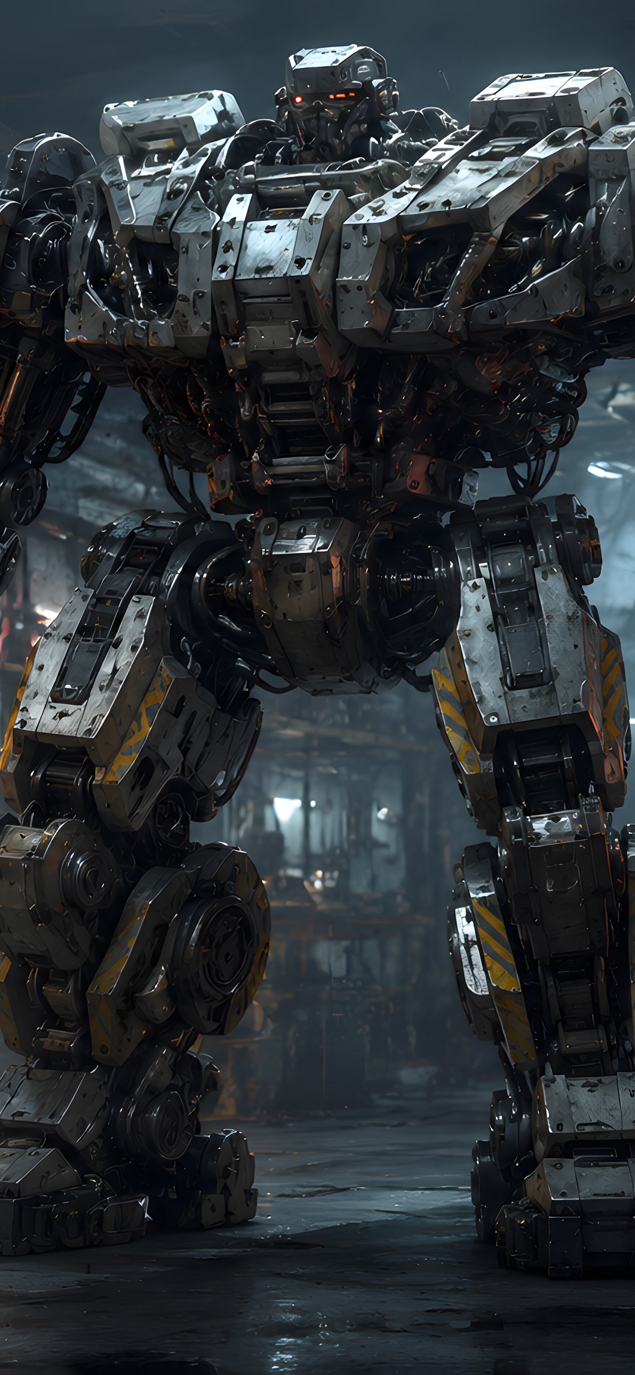 Big robot in a ghetto workshop - Wallpapers for iPhone 11 Pro Max in 1242x2688 resolution