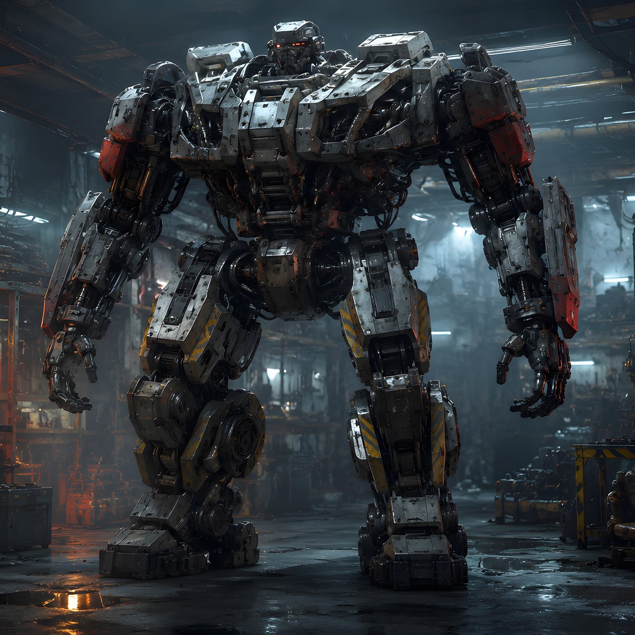 Big robot in a ghetto workshop - Wallpapers for Lenovo, Huawei in 1280x1280 resolution