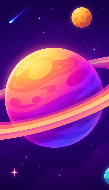 Wallpapers for iPhone 5/5S/5C/SE (640x1136): Saturn, comet, meteorite, planet